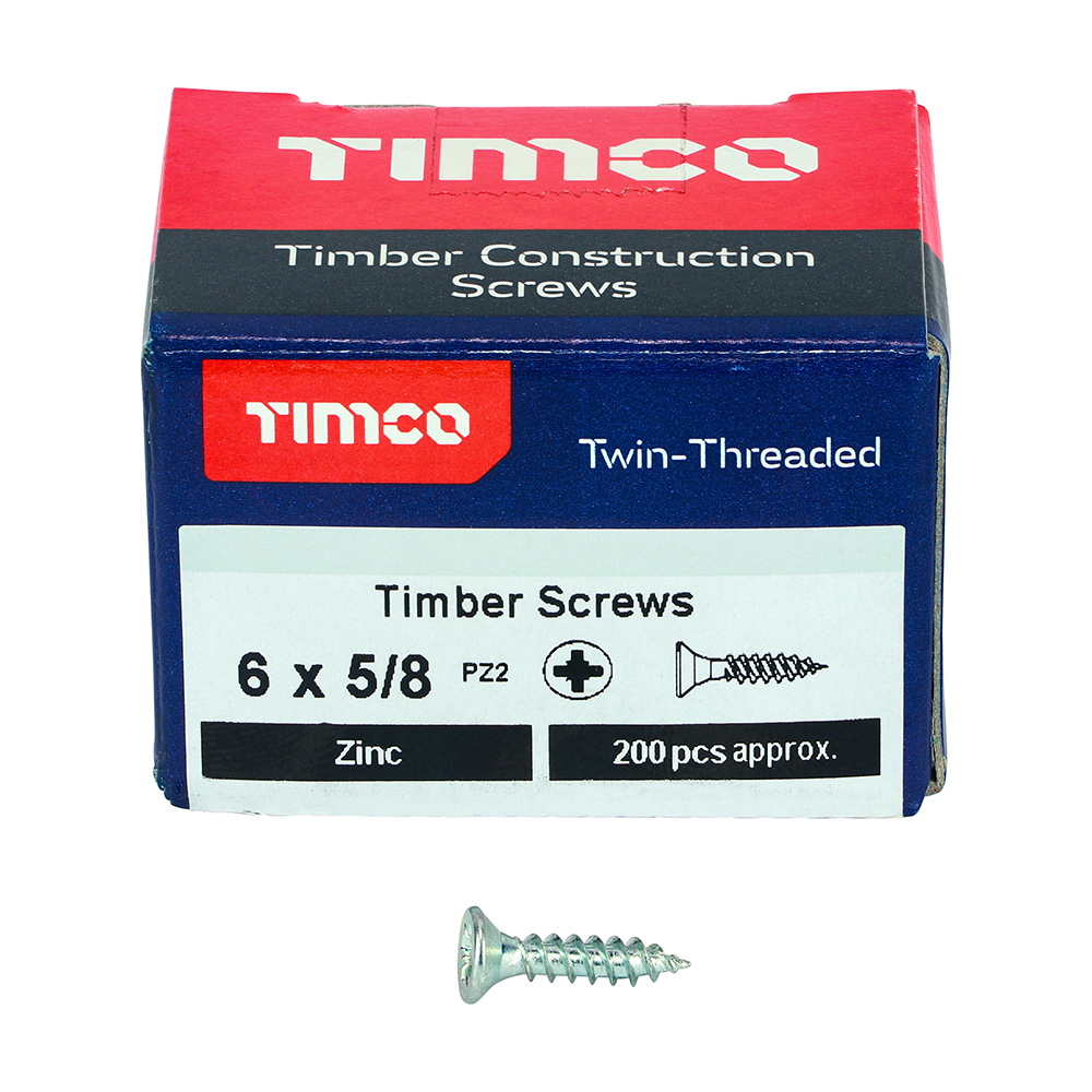 Twin Woodscrew PZ2 CSK Zinc