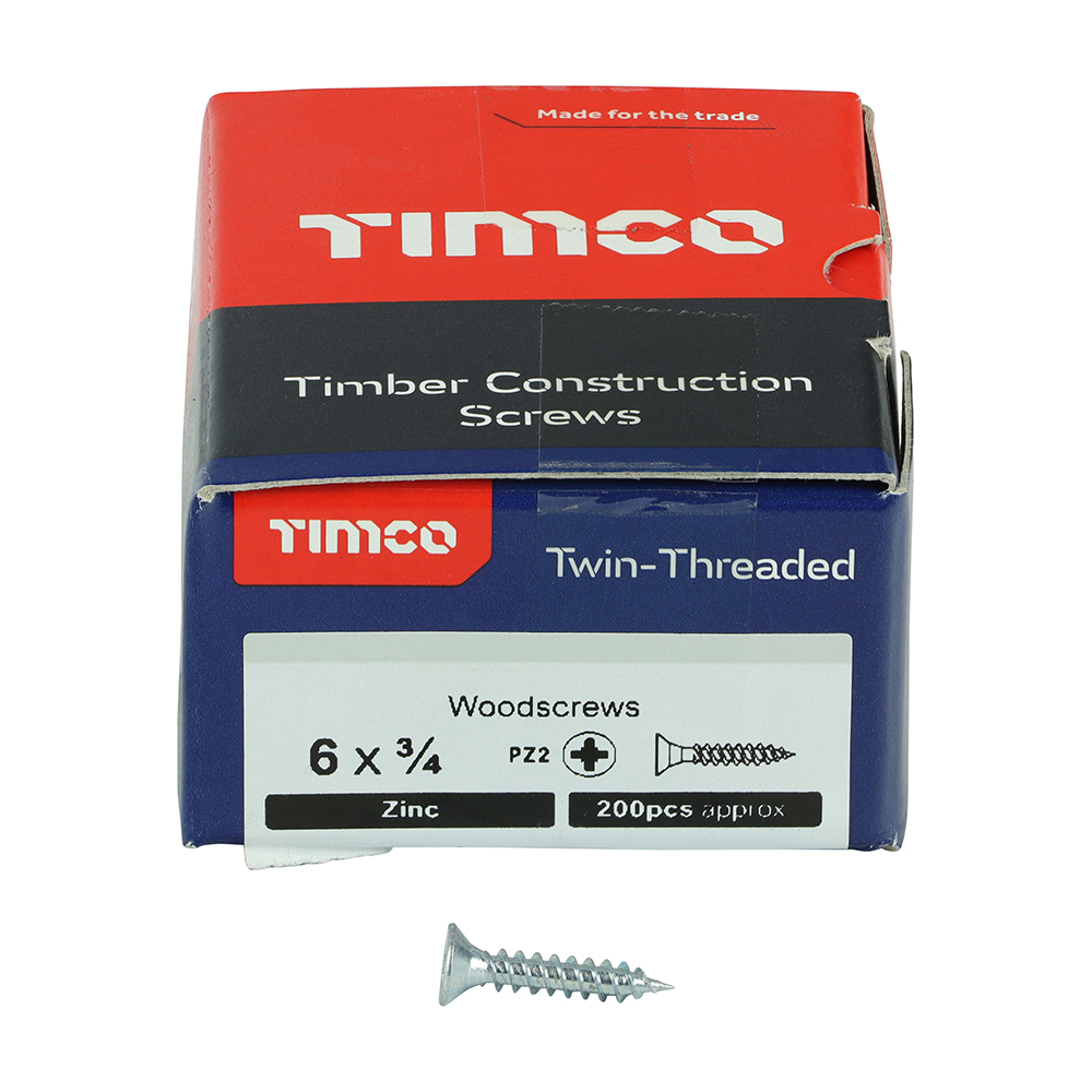 Twin Woodscrew PZ2 CSK Zinc