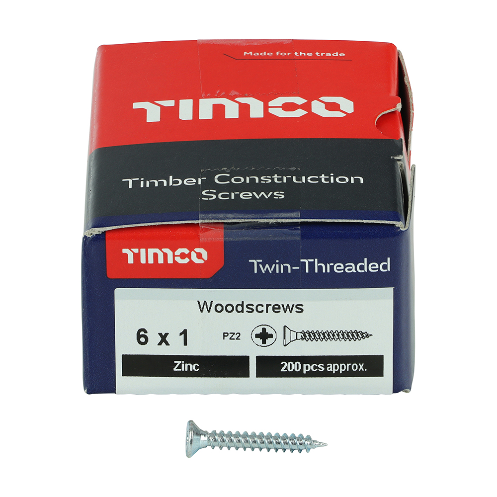 Twin Woodscrew PZ2 CSK Zinc