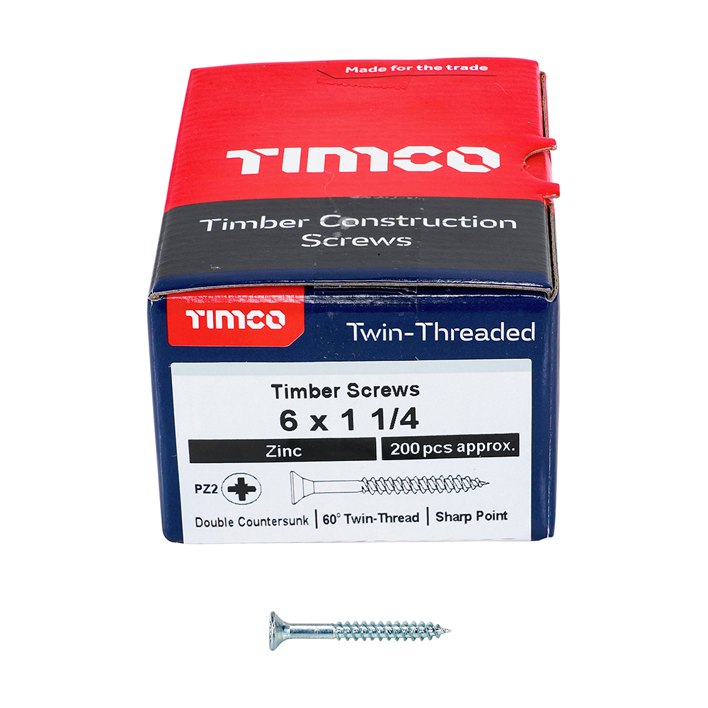 Twin Woodscrew PZ2 CSK Zinc
