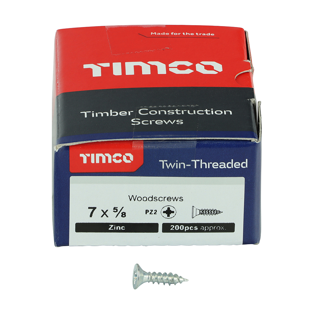 Twin Woodscrew PZ2 CSK Zinc