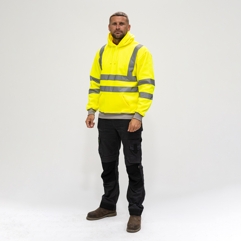Hi-Visibility Sweatshirt with Hood - Yellow Small
