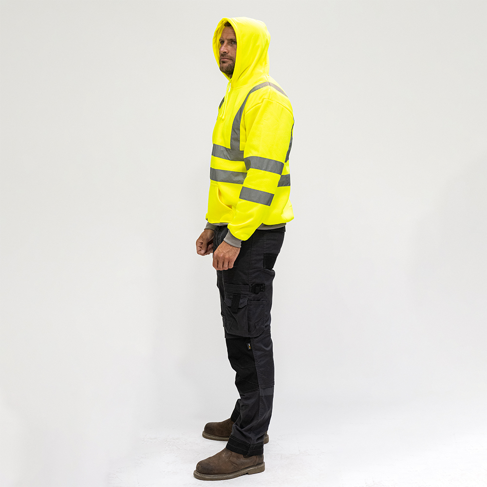 Hi-Visibility Sweatshirt with Hood - Yellow Small - Image 2