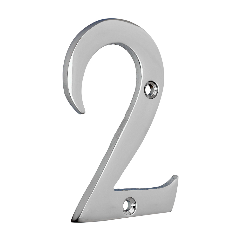 Door Numeral 2 - Polished Chrome 76mm