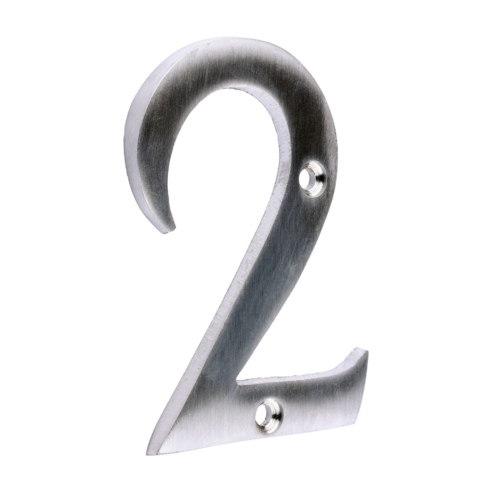 Door Numeral 2 - Satin Chrome 76mm