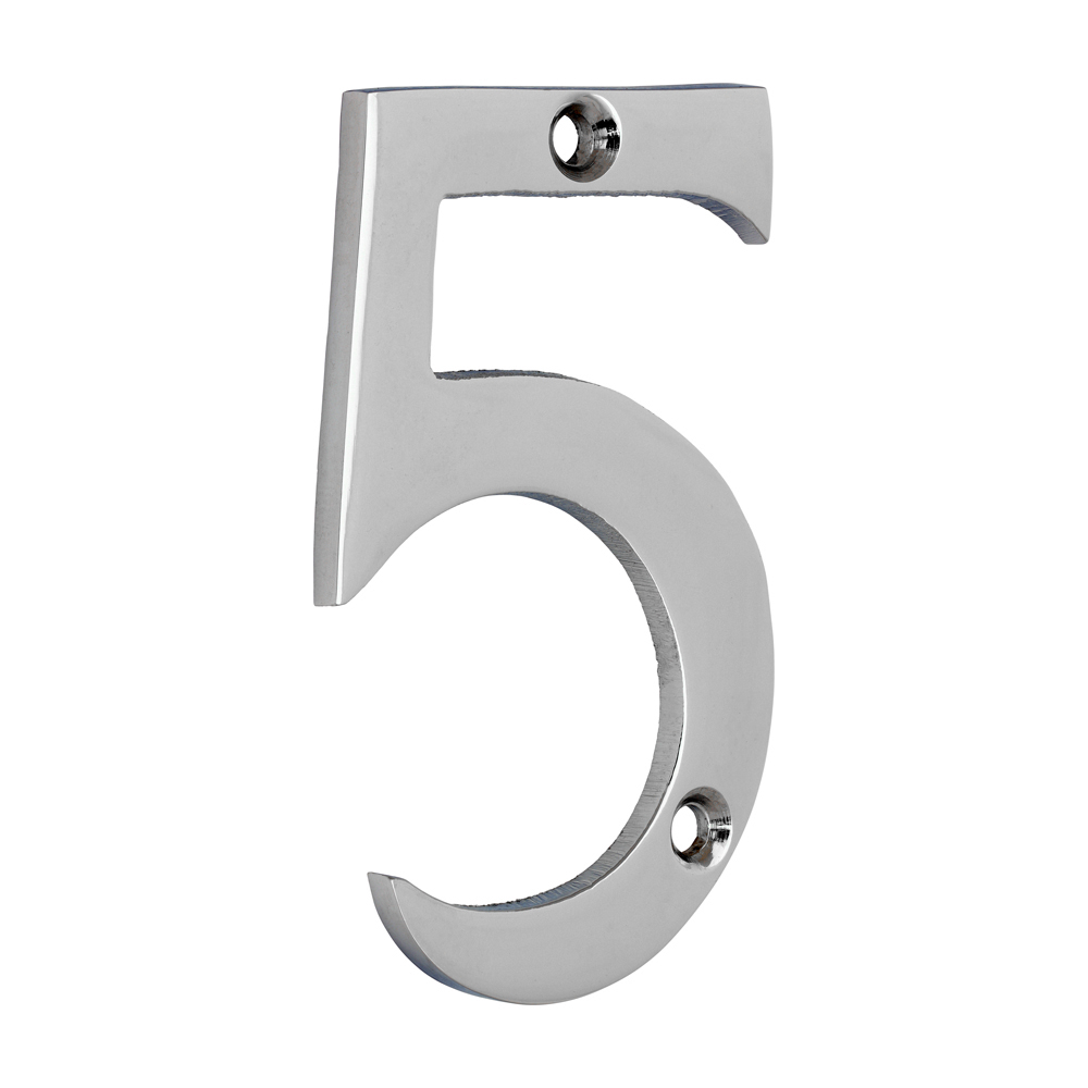 Door Numeral 5 PDoor Numeral 5 - Polished Chrome 75mmC 75mm