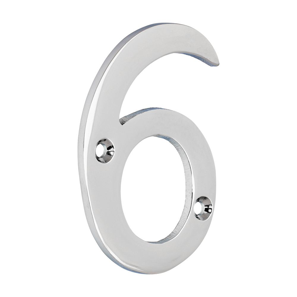 Door Numeral 6 - Polished Chrome 75mm