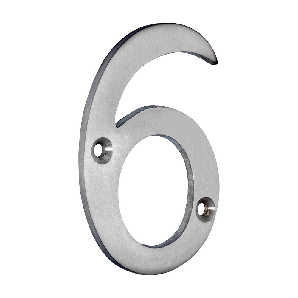 Door Numeral 6 - Satin Chrome 75mm