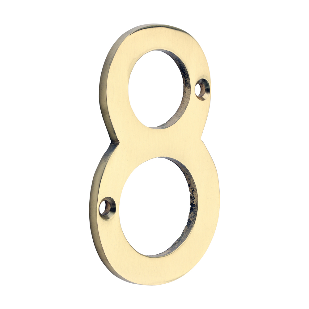 Door Numeral 8 - Polished Brass 75mm