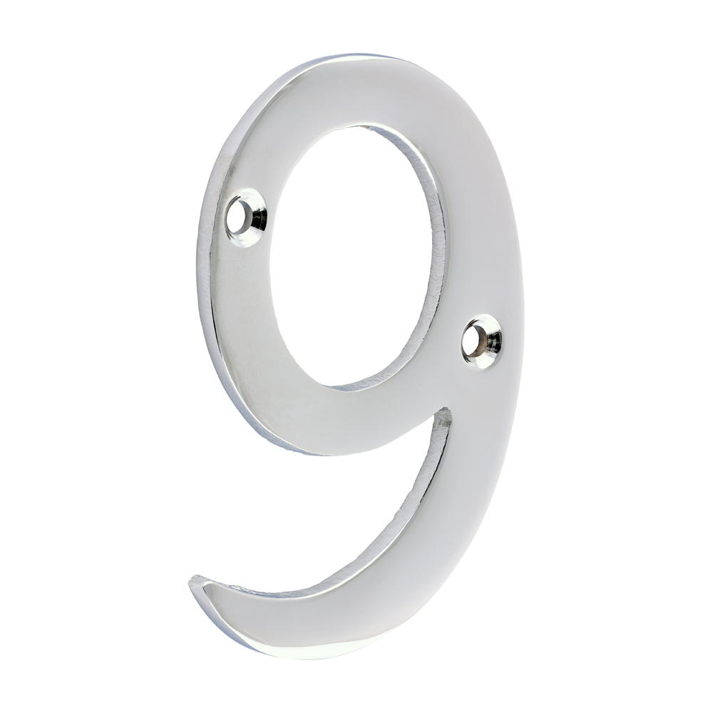 Door Numeral 9 - Polished Chrome 75mm