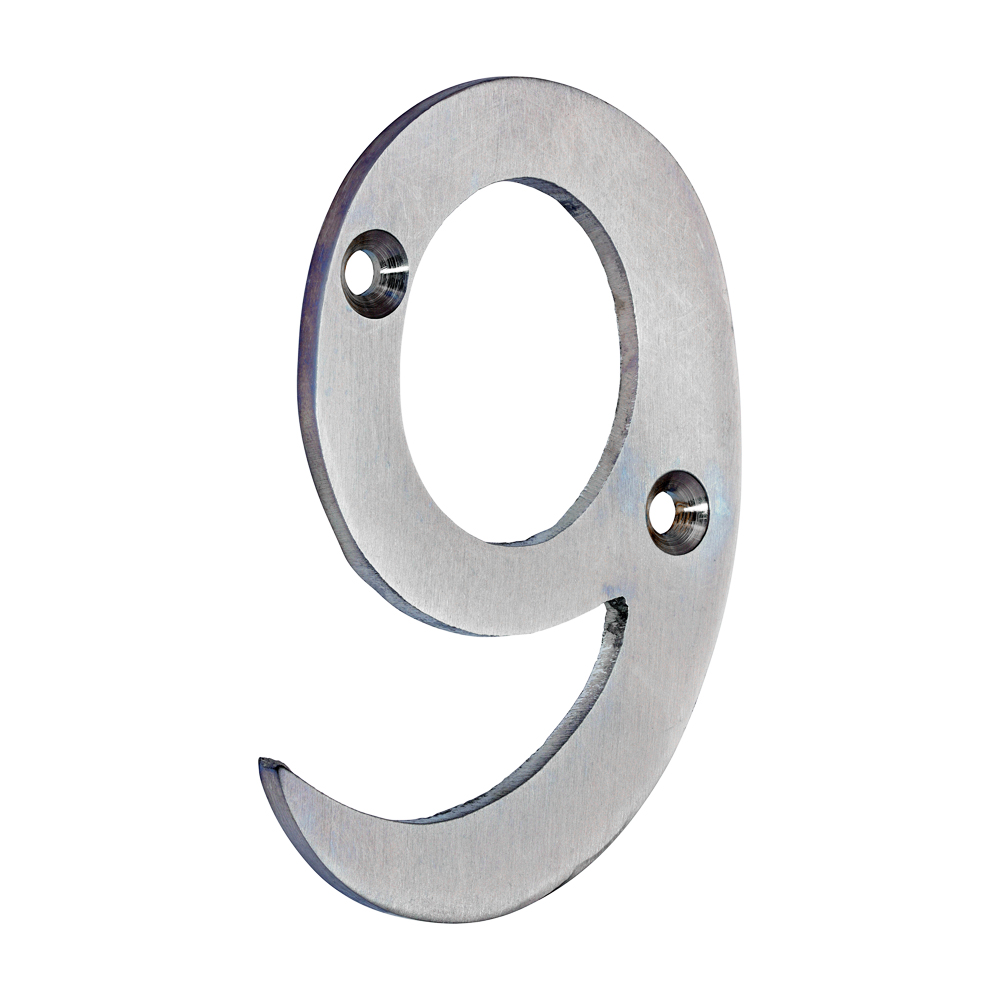 Door Numeral 9 - Satin Chrome 75mm
