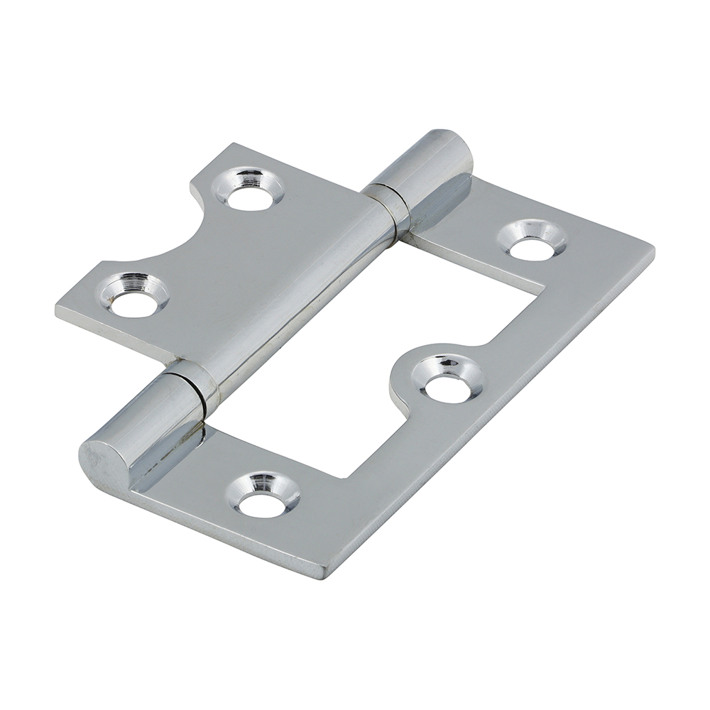 Plain Bearing Flush Hinge - Solid Brass - Polished Chrome - Image 2