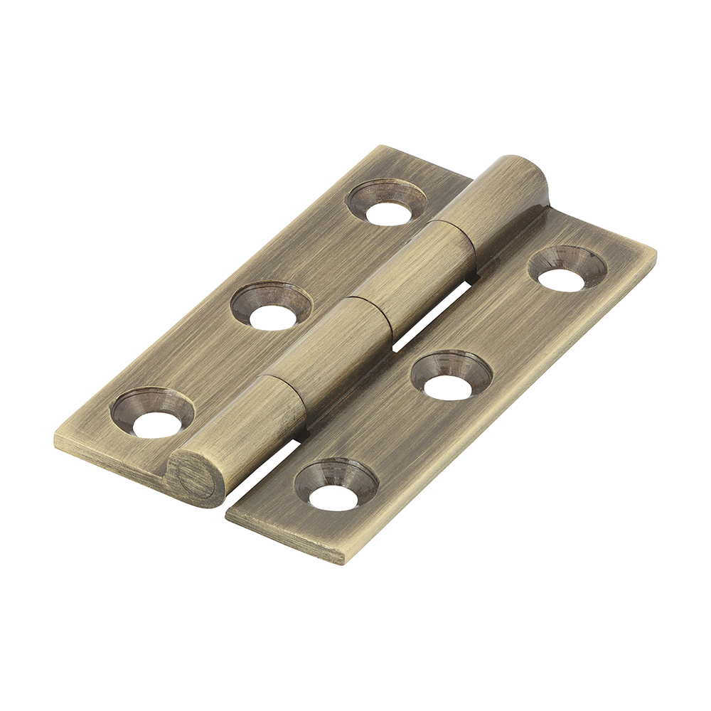 Solid Drawn Hinge - Solid Brass - Antique Brass 50 x 28