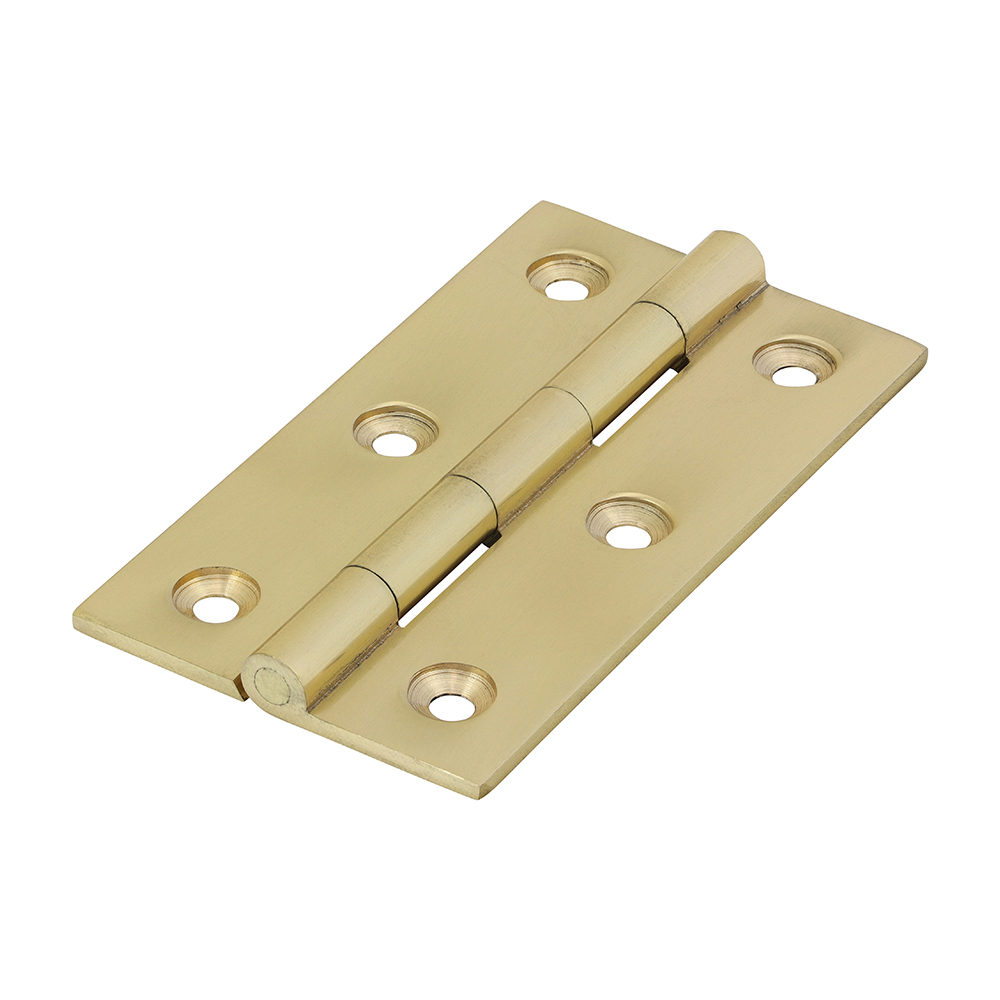 Solid Drawn Hinge - Solid Brass - Polished Brass 75 x 40