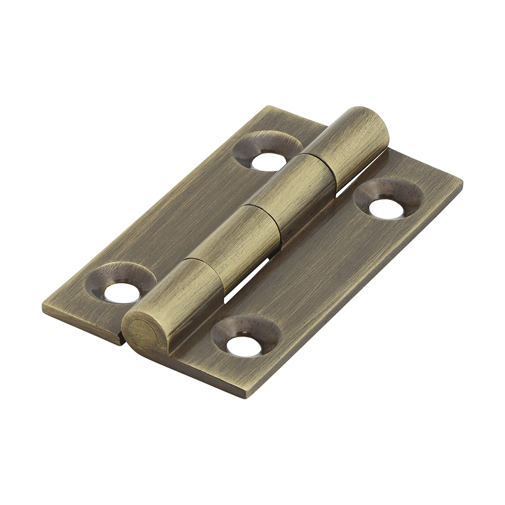 Solid Drawn Hinge - Solid Brass - Antique Brass 38 x 22